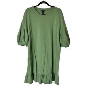 Scoop Sweatshirt Heather Green Dress with Ruffled Hem Women XXXL Stretch Casual